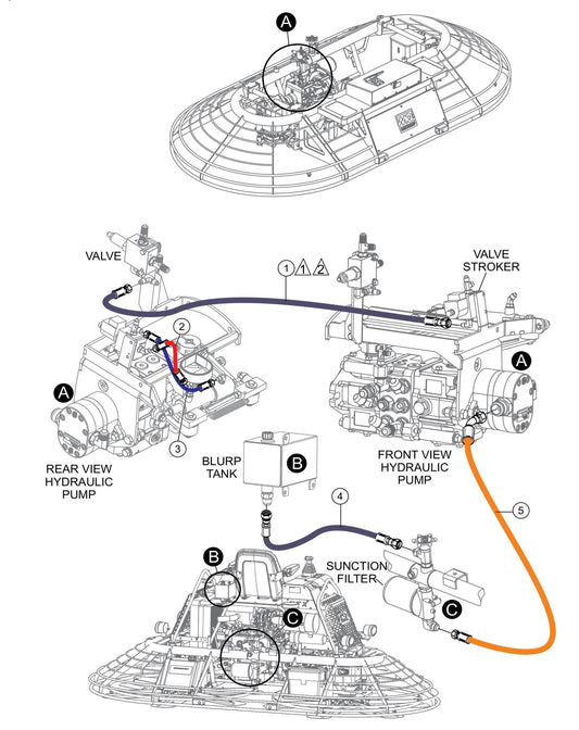 STXD6I Hyd. Hose Assembly (Burp Tank/Sunction Filter/Valves)