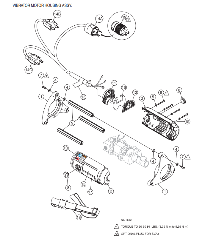 Vibrator Motor Housing Assembly Parts- SVA-1, SVA-2, SVA-2E, SVA-3, SVA-3E SVA-series