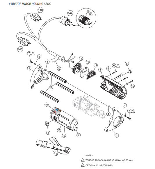 Vibrator Motor Housing Assembly Parts- SVA-1, SVA-2, SVA-2E, SVA-3, SVA-3E SVA-series