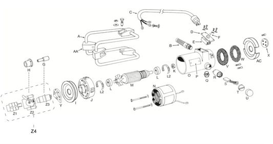 Model 1.8 UL Grounded Motor Parts by Oztec