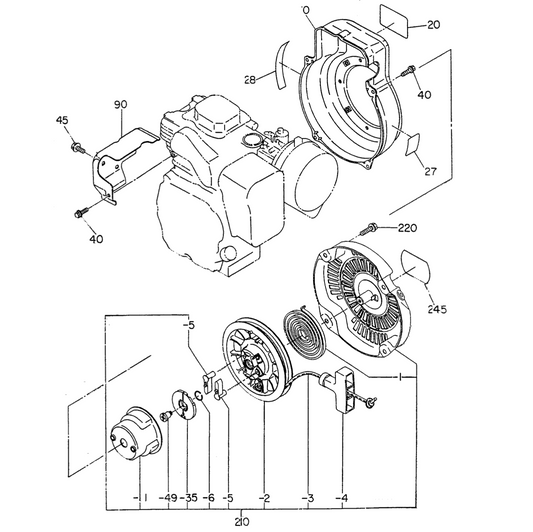 GA23R2 GA2.3R2 ROBIN EH-17 ENGINE Cooling and Starting Assy. Parts By Multiquip 