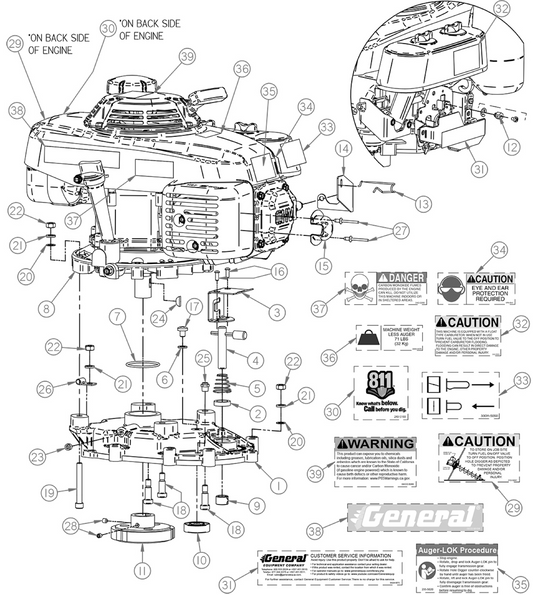Replacement Parts Diagram Transmission Cover Assembly Parts By General Equipment