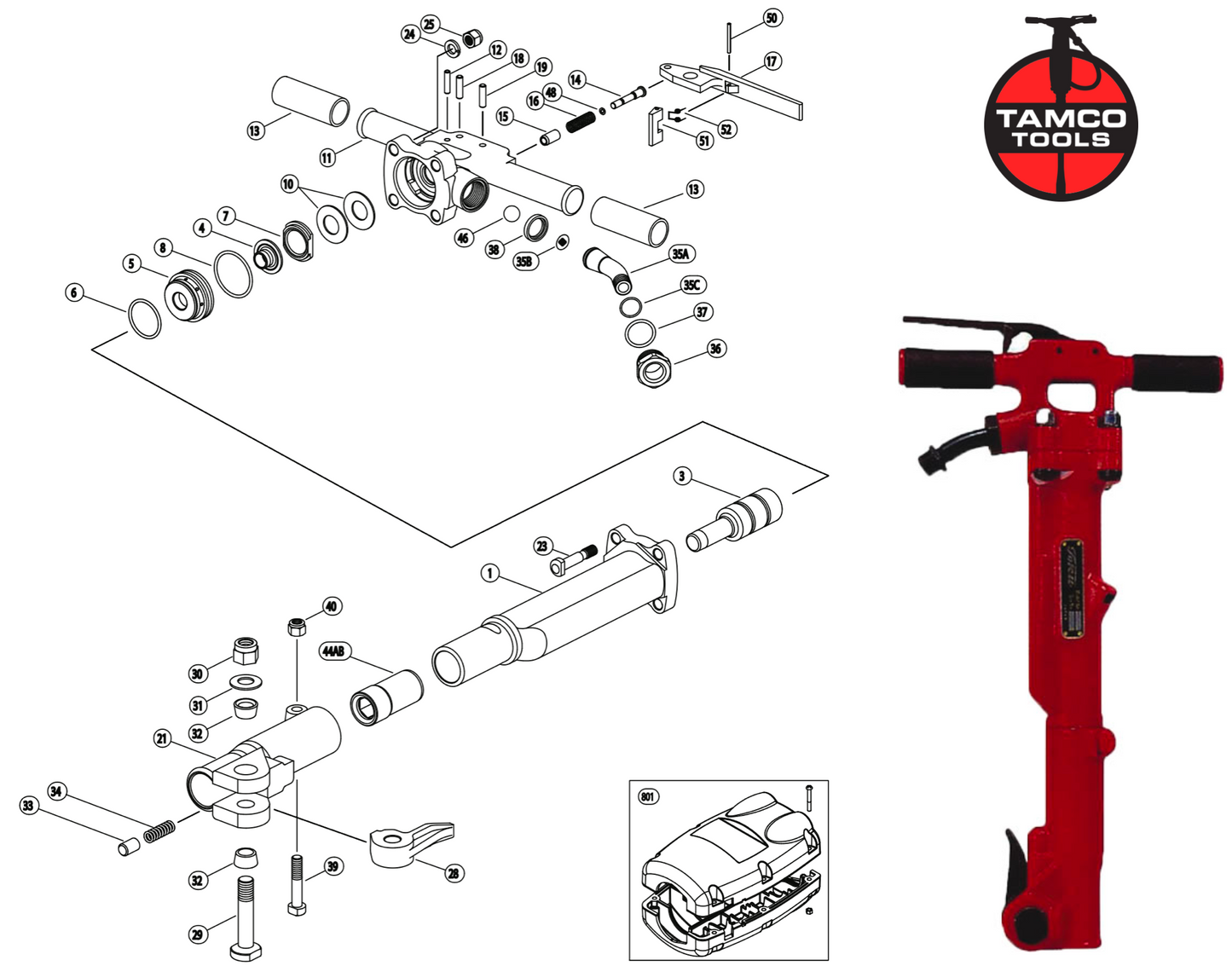 TPB-40 Paving Breaker Replacement Parts by Tamco