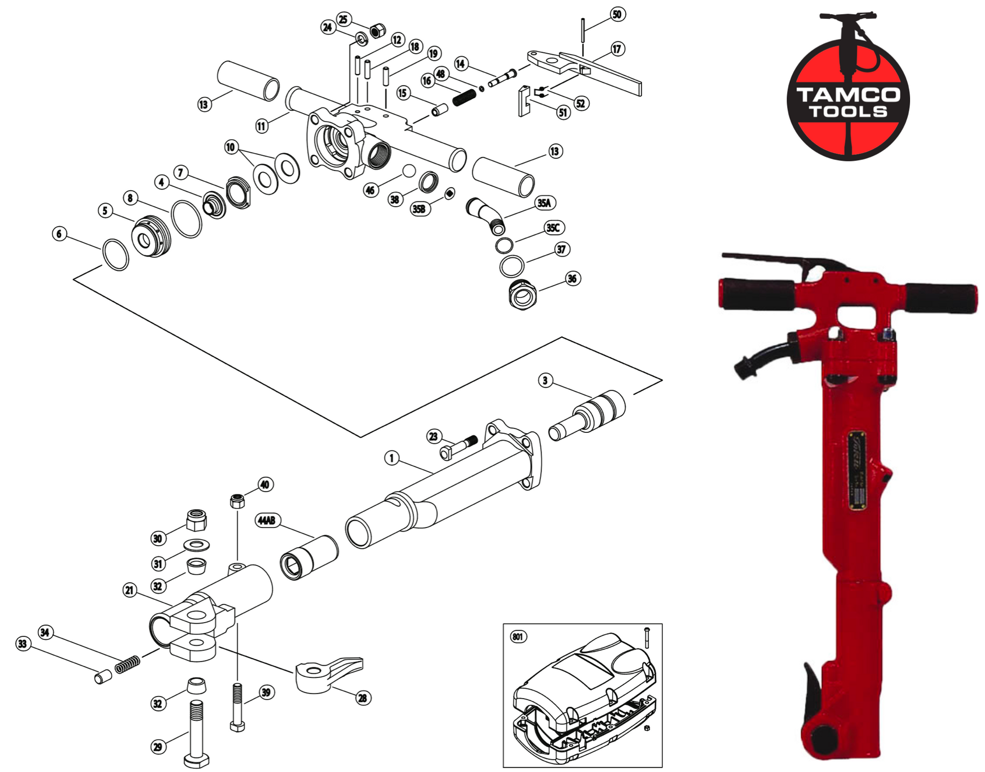 TPB-40 Paving Breaker Replacement Parts by Tamco