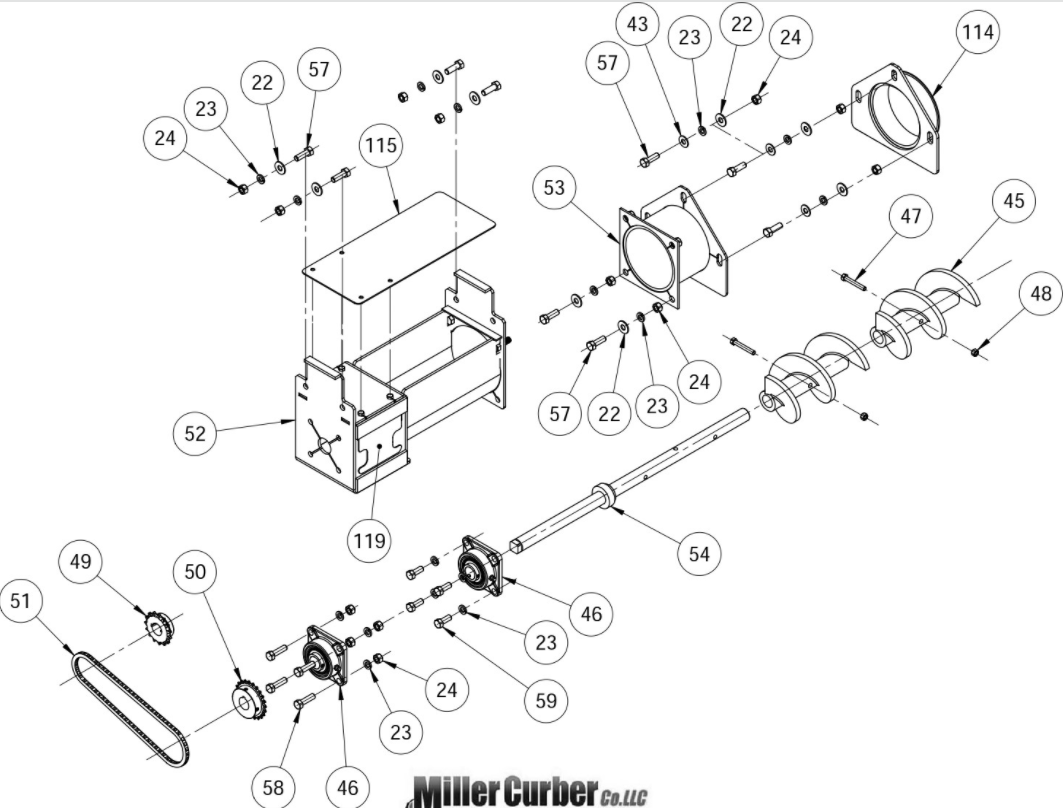 MC-750 Left &amp; Right Auger Assembly Parts By Miller Curber