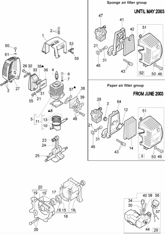 Motor Parts for PRO 50 2 Stroke Backpack Concrete Vibrator Parts by Northrock