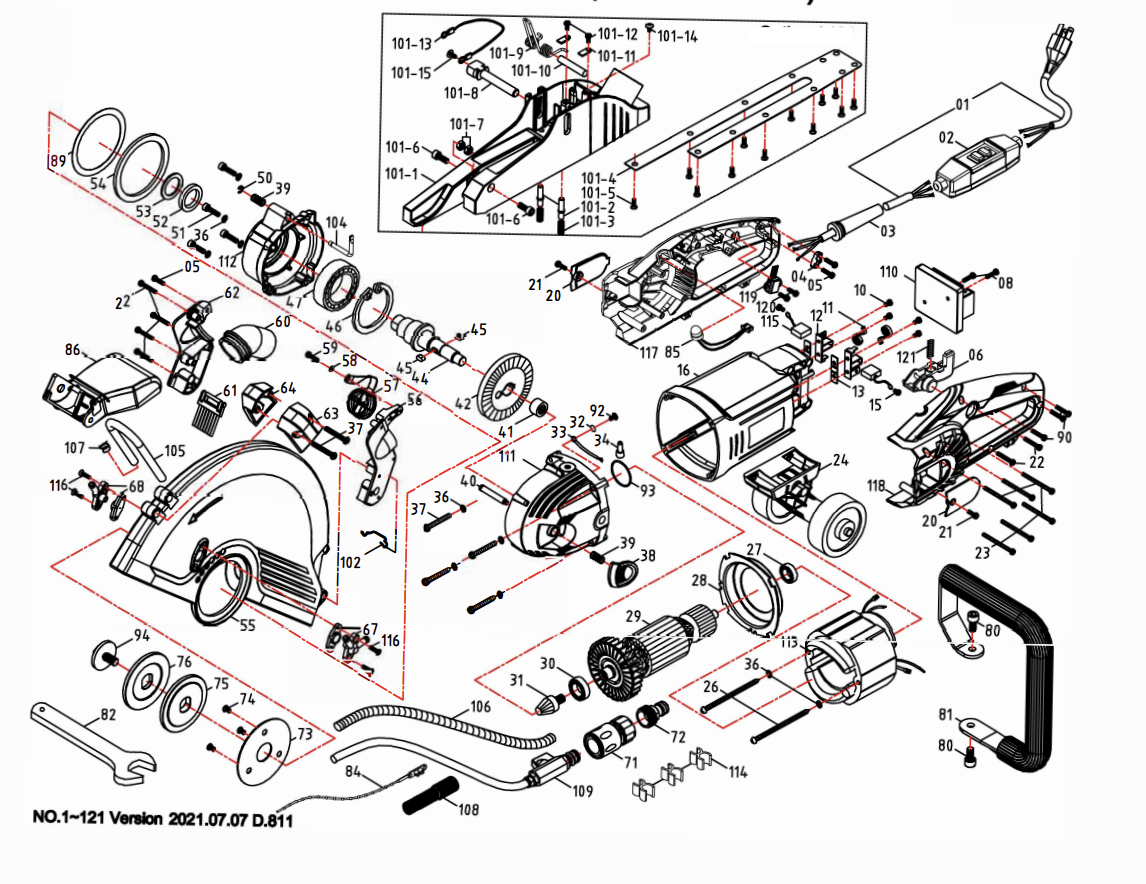C14 Electric Concrete Saw Parts By Core Cut Diamond Products Assemby Parts