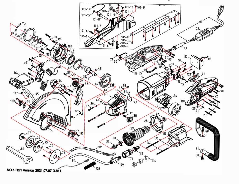 C14 Electric Concrete Saw Parts By Core Cut Diamond Products Assemby Parts