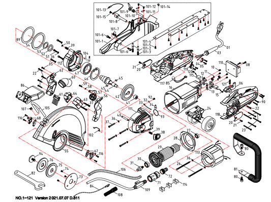 C14 PRO Electric Handheld Saw Assembly Parts