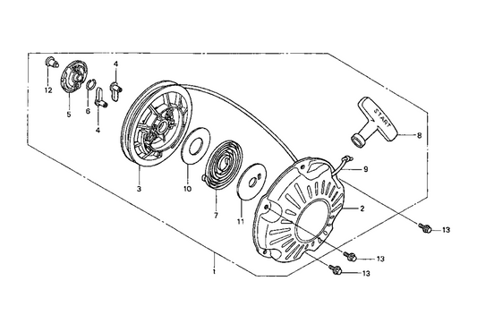 Recoil Starter Assembly Parts-MTX60HD Honda GX100UKRBF Engine