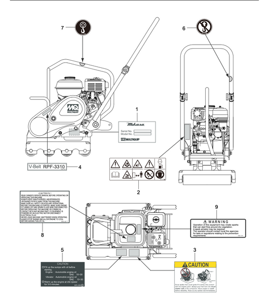 MVB85H Plate Compactor — Name Plate And Decals