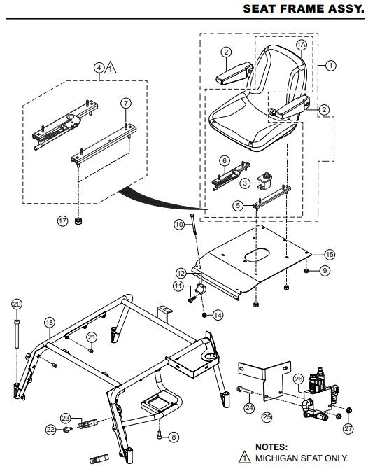HTX6H Seat Frame Assembly Parts