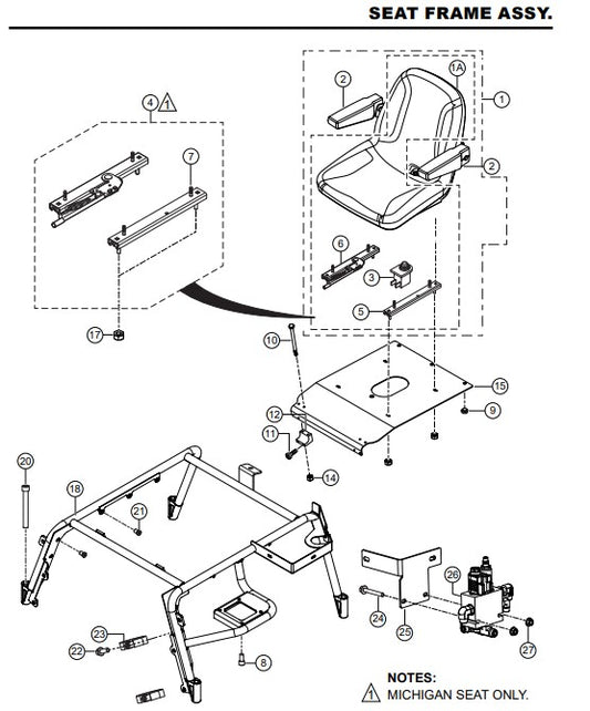 HTX6H Seat Frame Assembly Parts