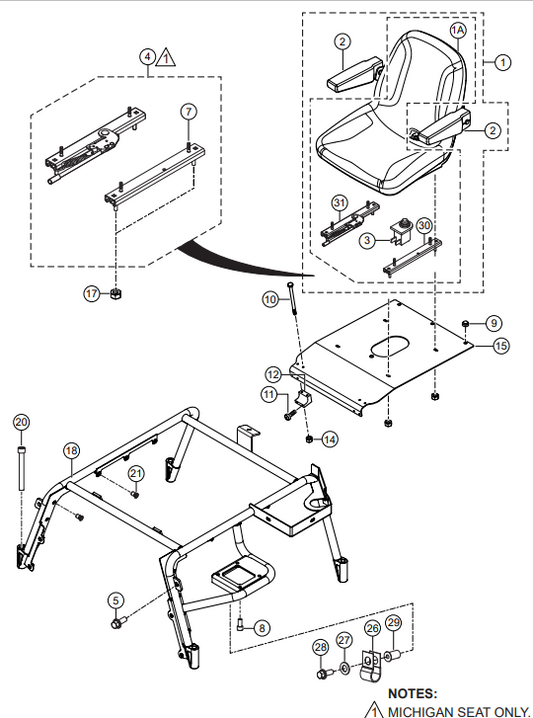 HTXG6DF SN PB2003172 And Below — Seat Frame Assembly Parts