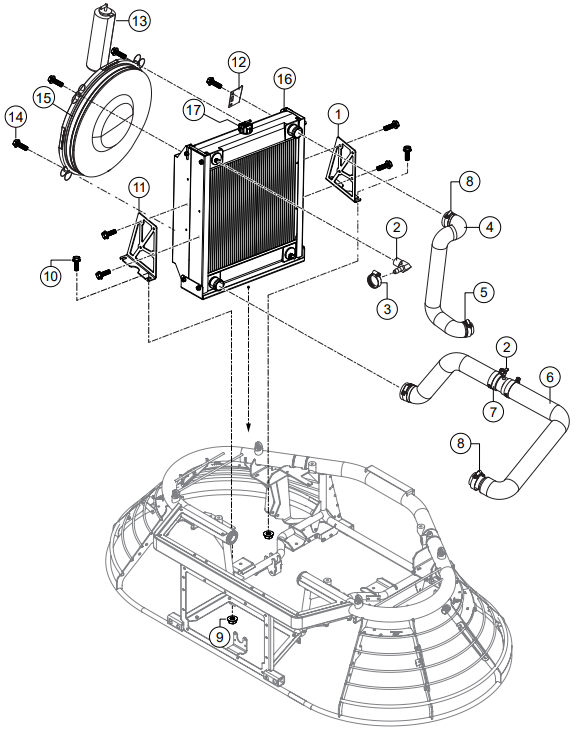 HTXG6DF SN PB2003172 And Below — Radiator Mounting Hardware Assembly Parts By Multiquip Whiteman