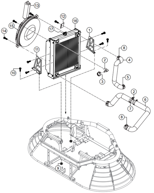 HTXG6DF SN PB2003172 And Below — Radiator Mounting Hardware Assembly Parts By Multiquip Whiteman