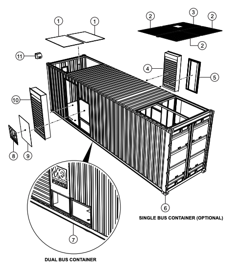 CG500V4F Container Frame (Single/Dual Bus) Assembly Parts