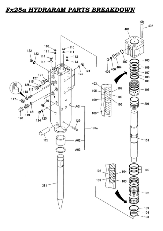Fx25a Hydraram Parts Breakdown