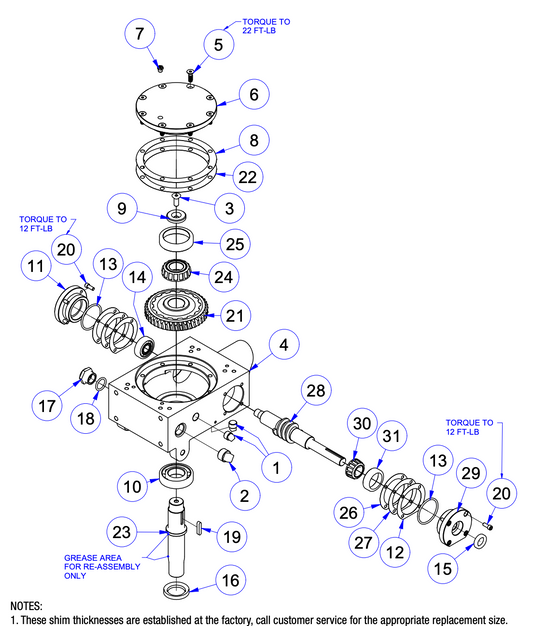 MP215, MP235, MP245 Mechanical Pro Riders Right Hand Gearbox Assembly Parts by Allen Engineering