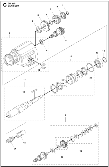 DM 220 Gear Box Assembly-2 Parts