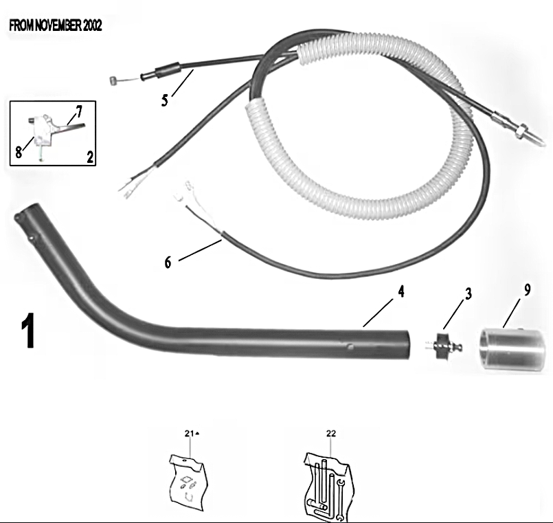 PRO50 2-Stroke Handle Assembly Parts - from November 2002