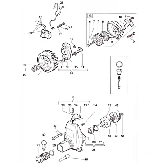 PRO50 2-Stroke Starter And Clutch Assembly Parts