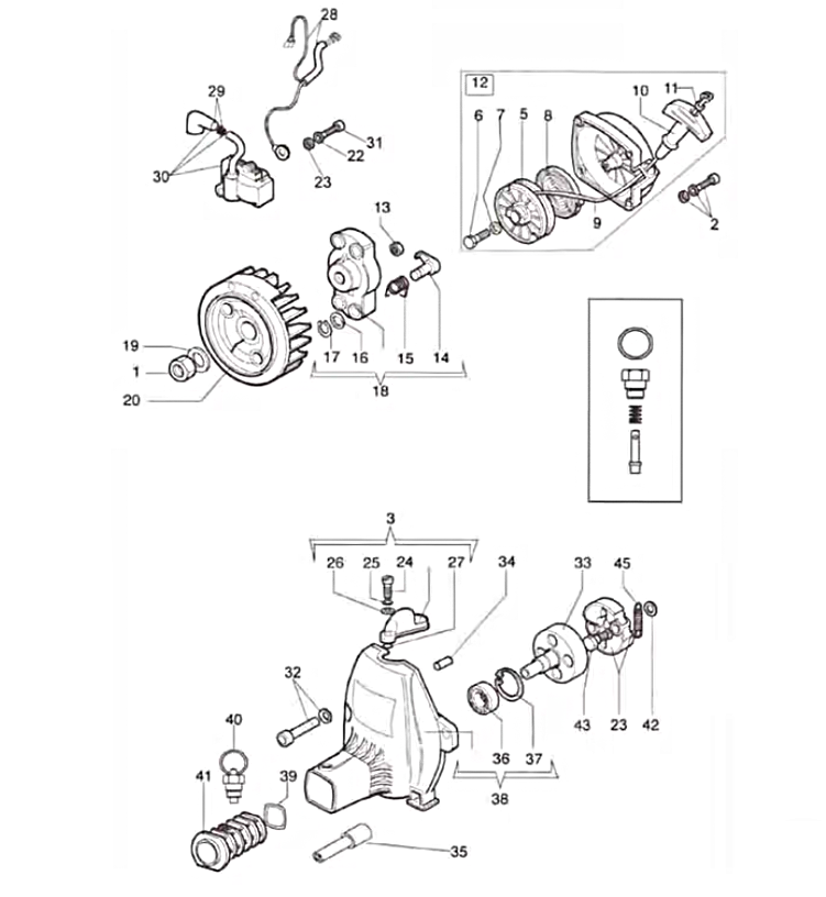 PRO50 2-Stroke Starter And Clutch Assembly Parts