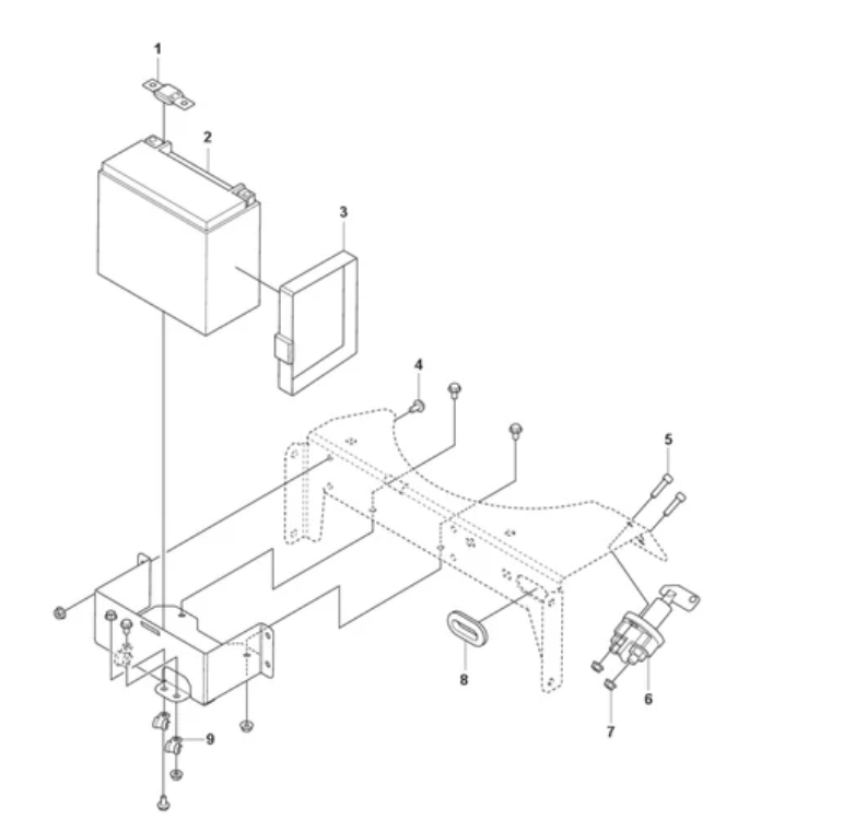 PG 830 P Battery and Main Switch Assembly Parts By Husqvarna