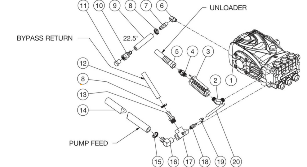 HDC-3005 Pump Plumbing Assembly Parts by Mi-T-M