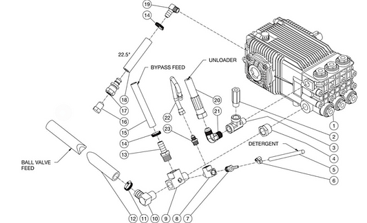 HDS-3008-0B7G/0H6G/1H6G,HDS-4005-0B7G/0H6A/0H6G/0K6A/0K6G/2H6G/1K6G Pump Plumbing Assembly Parts by Mi-T-M