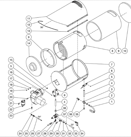 HDS-3005-0K6A/0K6G/0V6A/0V6G, HDS-3006-0B7G/0R7G, HDS-3505-0B7G/0H6A/0H6G/0K6A/0K6G/0R7G/0V6A/0V6G/1H6G, HDS-3506-0H6A/0H6G/0K6A/0K6G/0M6G/1H6G Heat Exchange Assembly Parts by Mi-T-M