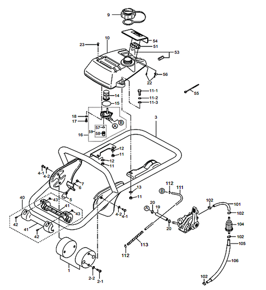 MTX70HD Fuel Tank And Handle Assembly Parts