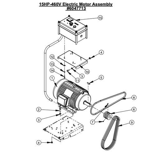 CC2500 15HP-460V Electric Motor Assembly 