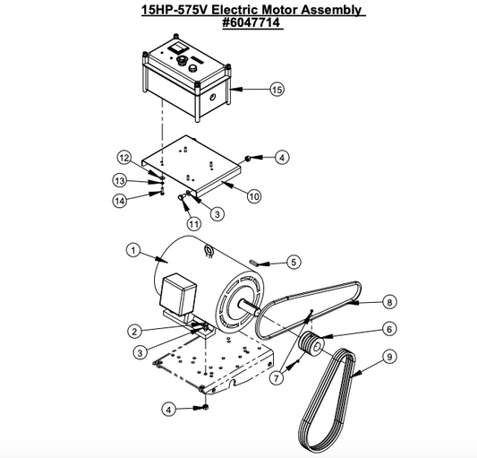 CC2500 15HP-575V Electric Motor Assembly 