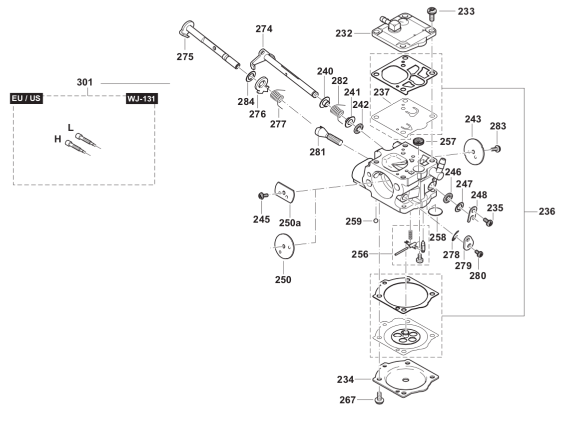 Carburetor Parts For Makita EK8100, PC-8216 Concrete Circular Saw