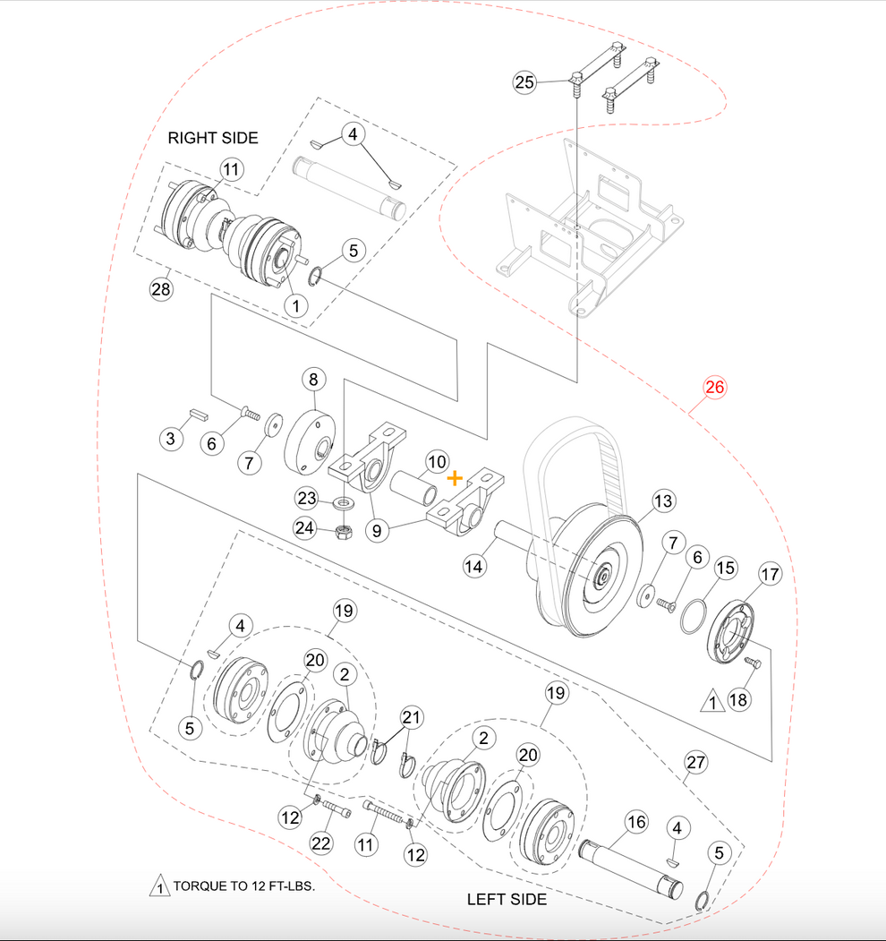 23449 Drive Assy., W/ Comet Td for HHN31V Mechanical ride on power trowels by Multiquip Whiteman 30089