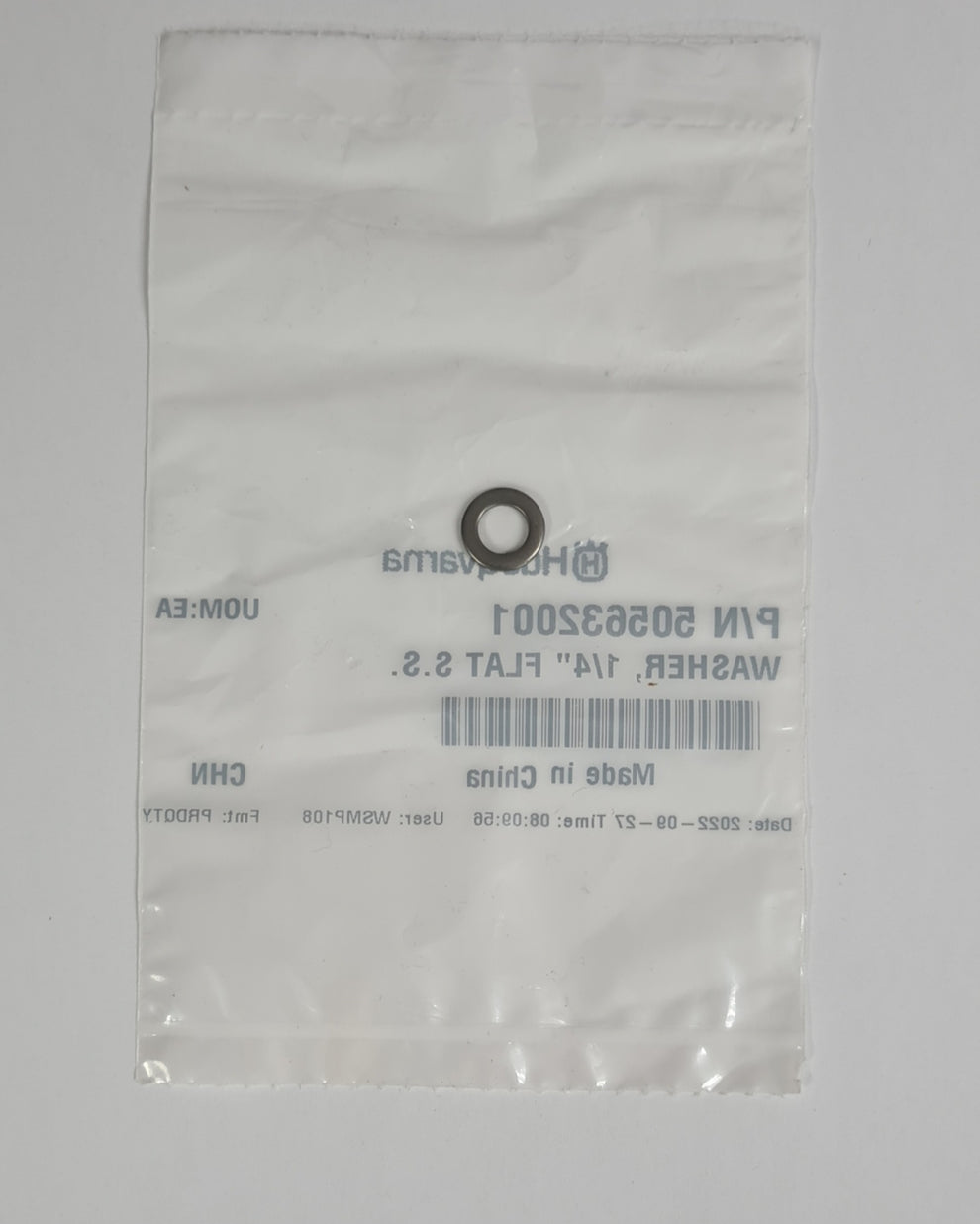 505632001 WASHER, 1/4" FLAT S.S. FOR EARLY ENTRY SAW BY HUSQVARNA