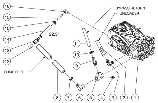 .HVS-3005/3504/3506/-0K6G, HVS-3005/3504/3505/3506-0V6G, HVS-4004-0H6A, HVS-4004-0V6A Pump Plumbing Assembly  Parts by Mi-T-M
