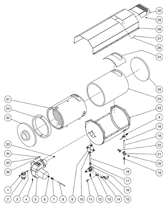 HVS-3005, HVS-3006, HVS-3504, HVS-3505, HVS-3506-0K6G/0M6G Heat Exchange Assembly Parts by Mi-T-M.
