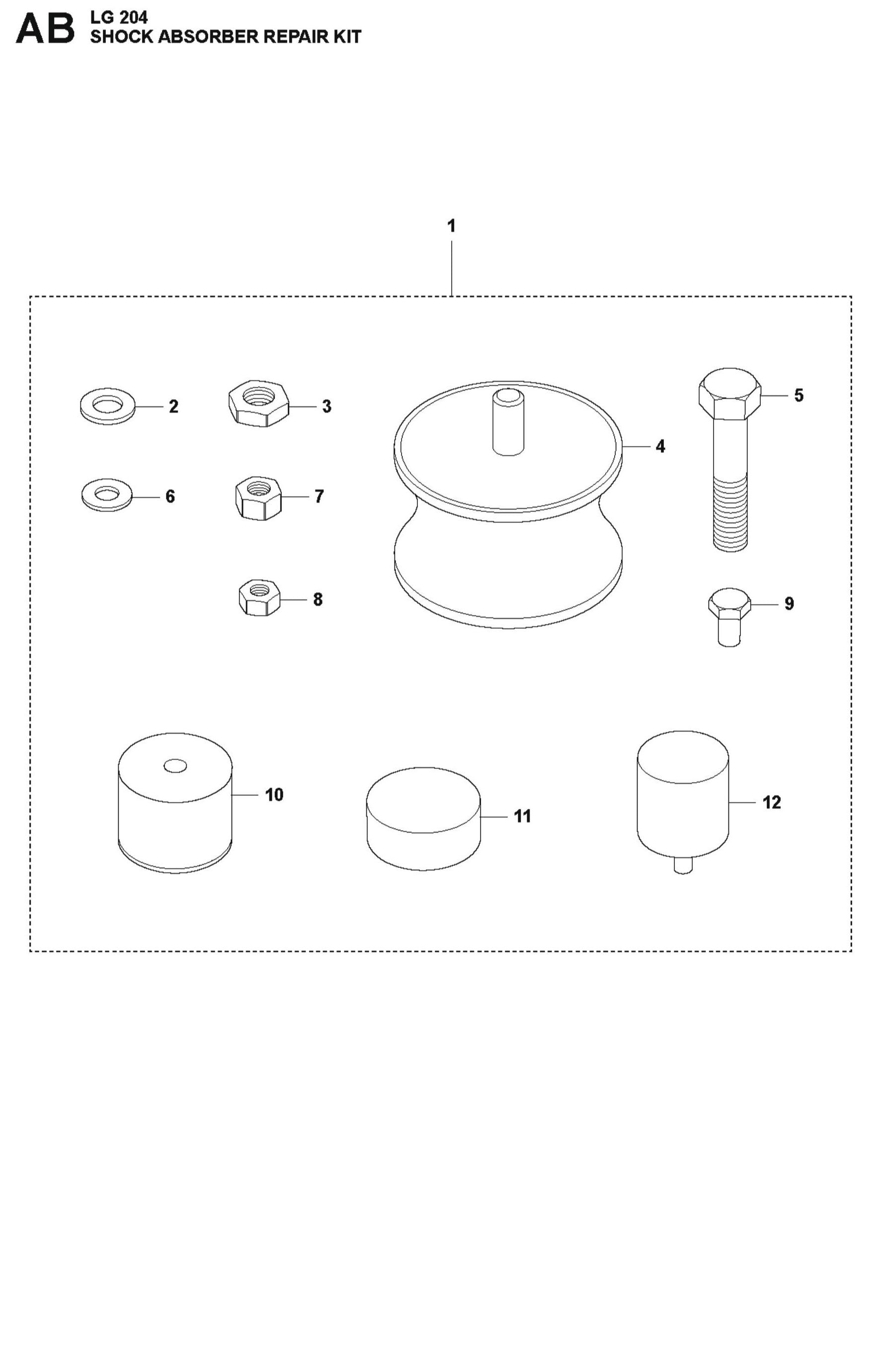 Shock Absorber Repair Kit Parts For LG 204 Diesel By Husqvarna