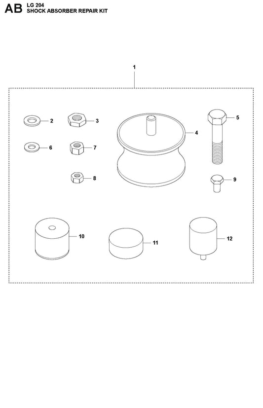 Shock Absorber Repair Kit Parts For LG 204 Diesel By Husqvarna