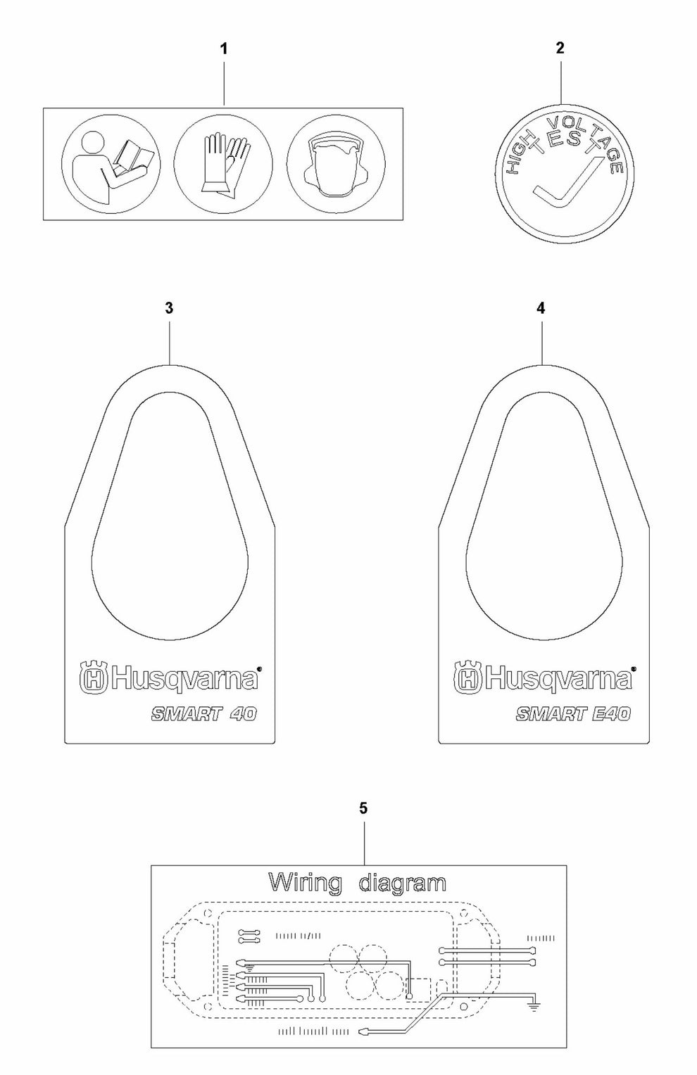 SMART 40/SMART 40E Decals Assembly Parts by Husqvarna