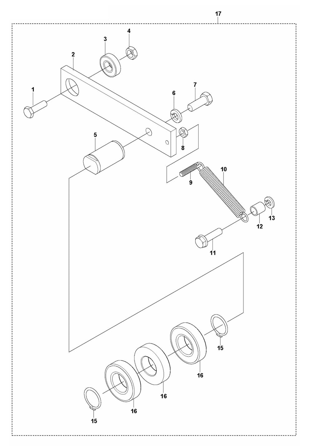 Soff Cut 2000 Blade Shaft Idler Assembly Parts by Husqvarna
