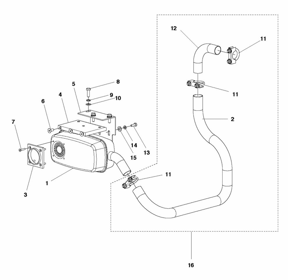 Soff Cut 4200 Exhaust System Assembly Parts by Husqvarna