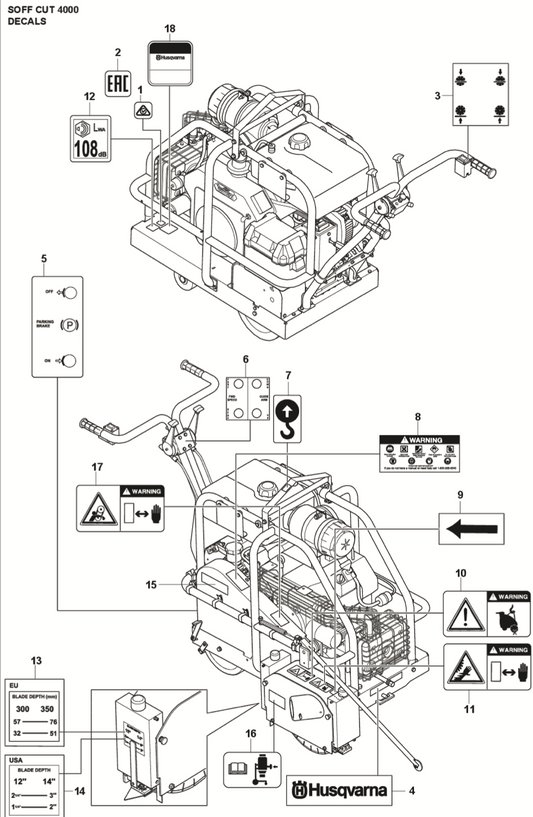  Decals Parts For Soff Cut 4000 by Husqvarna