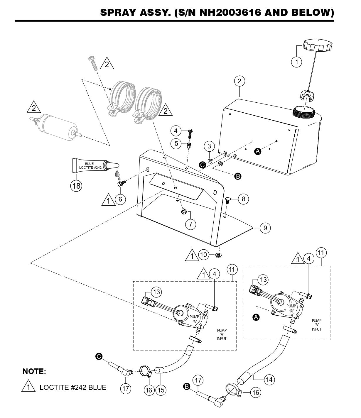 HTX6H Spray Assembly (S/N NH2003616 and Below)