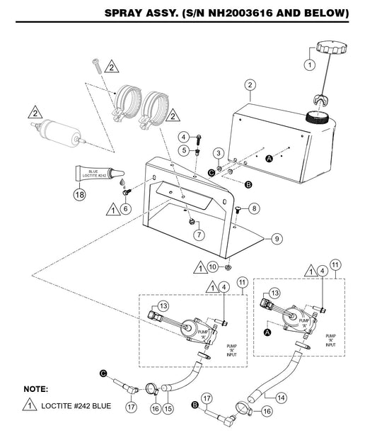 HTX6H Spray Assembly (S/N NH2003616 and Below)