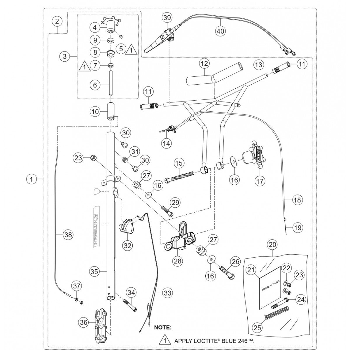 Standard Handle Assembly Parts for J3036H55 Trowels by Multiquip Whiteman