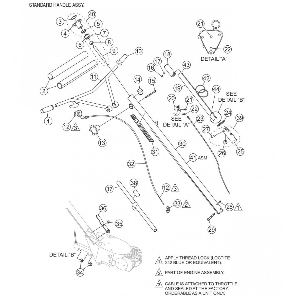 Standard Handle Assembly Parts for JA-Series Trowels by Multiquip Whiteman