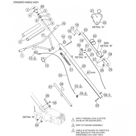 Standard Handle Assembly Parts for JA-Series Trowels by Multiquip Whiteman